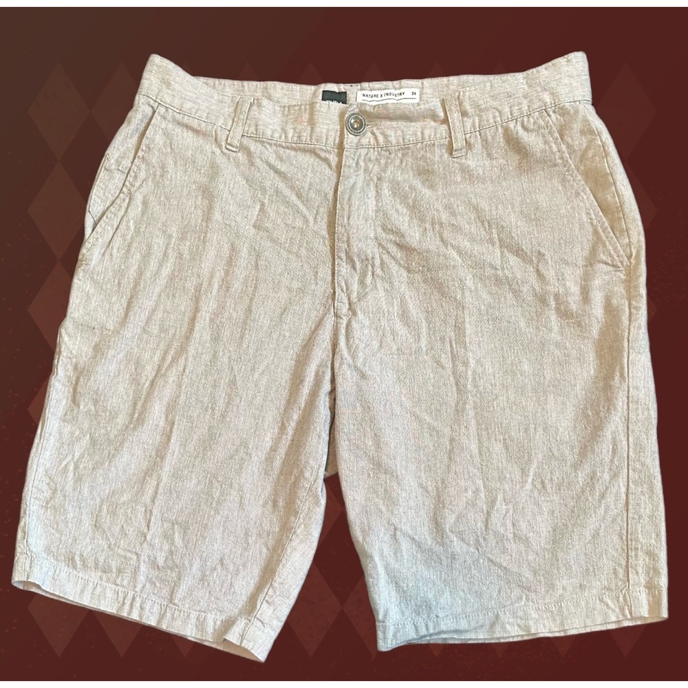RVCA Nature X Industry Mens Gray Textured Cotton Stretch Walk Shorts Size 34